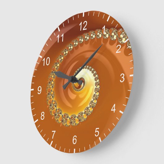 Abstraktes Gold Orange Gradient Spiral Fraktal Gro Große Wanduhr (Winkel)