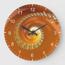 Abstraktes Gold Orange Gradient Spiral Fraktal Gro Große Wanduhr
