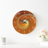 Abstraktes Gold Orange Gradient Spiral Fraktal Gro Große Wanduhr (Zuhause)