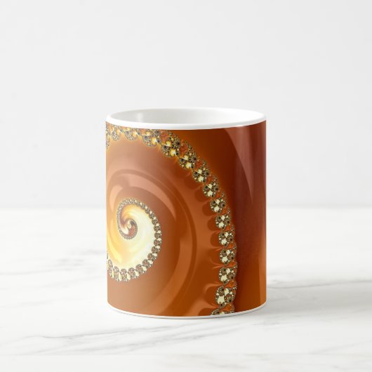 Abstraktes Gold Orange Gradient Spiral Fraktal Kaffeetasse (Mittel)
