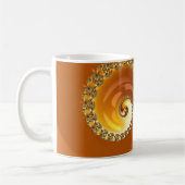 Abstraktes Gold Orange Gradient Spiral Fraktal Kaffeetasse (Links)