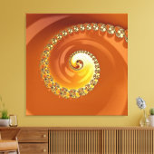 Abstraktes Gold Orange Gradient Spiral Fraktal Leinwanddruck (Insitu (Wohnzimmer))