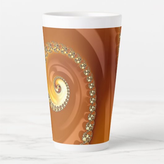 Abstraktes Gold Orange Gradient Spiral Fraktal Milchtasse (Vorderseite)