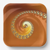 Abstraktes Gold Orange Gradient Spiral Fraktal Pappteller (Vorderseite)