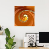 Abstraktes Gold Orange Gradient Spiral Fraktal Poster (Heimbüro)
