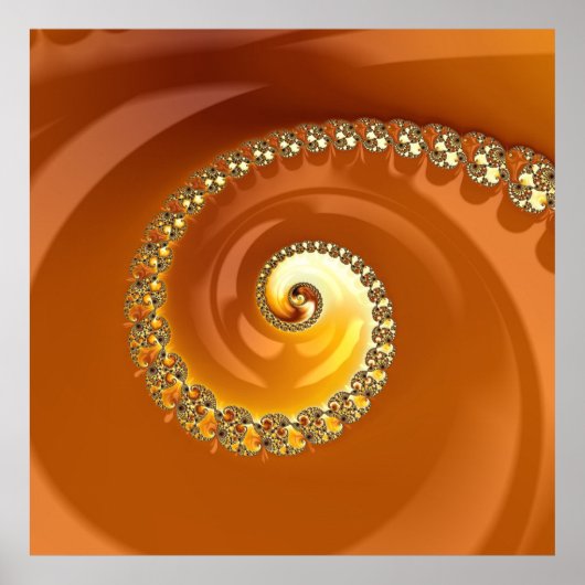 Abstraktes Gold Orange Gradient Spiral Fraktal Poster (Vorne)