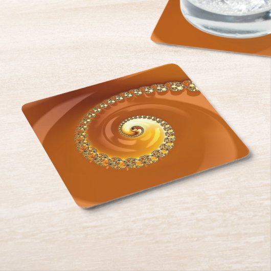 Abstraktes Gold Orange Gradient Spiral Fraktal Rechteckiger Pappuntersetzer (angewinkelt)