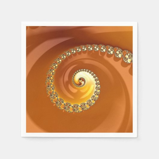 Abstraktes Gold Orange Gradient Spiral Fraktal Serviette (Vorderseite)