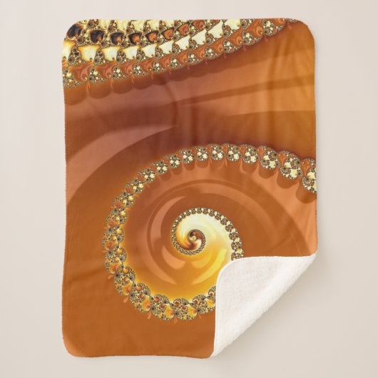 Abstraktes Gold Orange Gradient Spiral Fraktal Sherpadecke (Vorderseite)