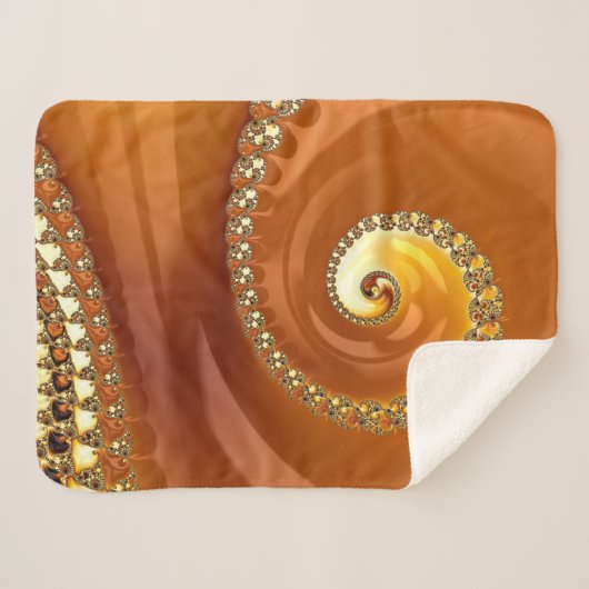 Abstraktes Gold Orange Gradient Spiral Fraktal Sherpadecke (Vorderseite (Horizontal))