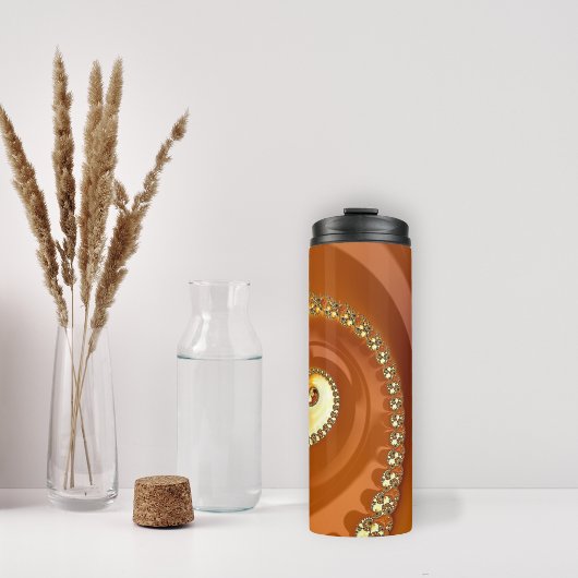 Abstraktes Gold Orange Gradient Spiral Fraktal Thermosbecher