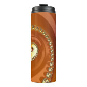 Abstraktes Gold Orange Gradient Spiral Fraktal Thermosbecher (Vorderseite)