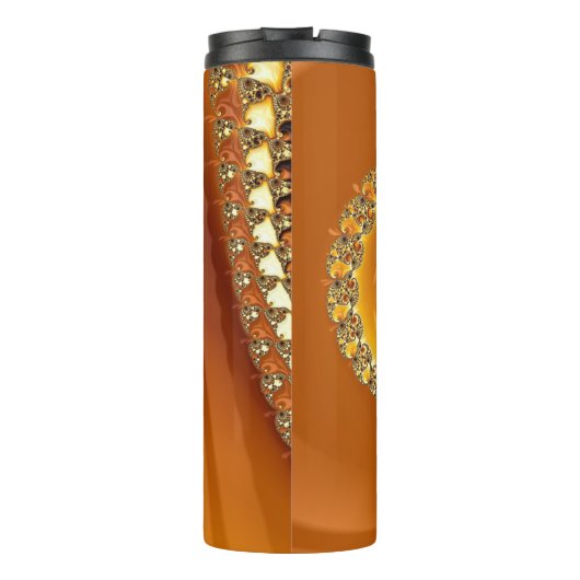 Abstraktes Gold Orange Gradient Spiral Fraktal Thermosbecher (Rückseite)