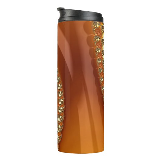 Abstraktes Gold Orange Gradient Spiral Fraktal Thermosbecher (Nach rechts gedreht)