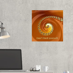 Abstraktes Gold Orange Spiral Fraktal mit Zitat Foliendrucke