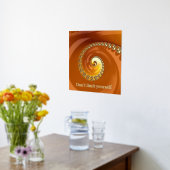 Abstraktes Gold Orange Spiral Fraktal mit Zitat Foliendrucke (Ablage(Küche))