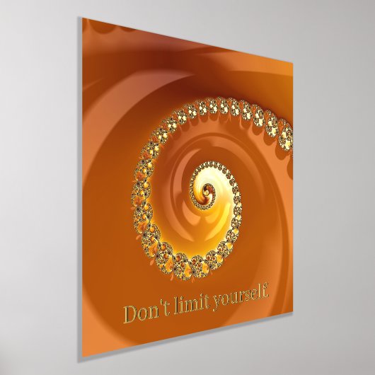 Abstraktes Gold Orange Spiral Fraktal mit Zitat Foliendrucke (Ablage )