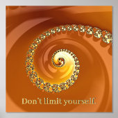 Abstraktes Gold Orange Spiral Fraktal mit Zitat Foliendrucke (Vorderseite)