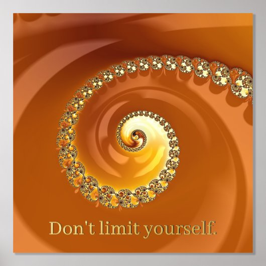 Abstraktes Gold Orange Spiral Fraktal mit Zitat Foliendrucke (Vorderseite)