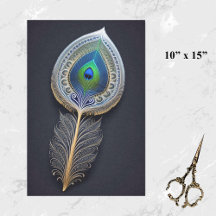 Abstraktes Gold Peacock Feather Illustration Klein