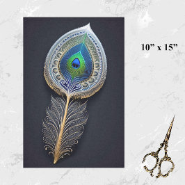 Abstraktes Gold Peacock Feather Illustration Klein Seidenpapier