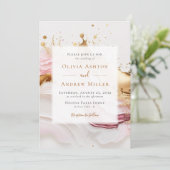 Abstraktes Gold Pink Einzigartig in einer QR-Hochz Einladung (Stehend Vorderseite)