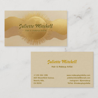 Abstraktes Gold-Sonnen-Haare- und Make-up-Künstler Visitenkarte