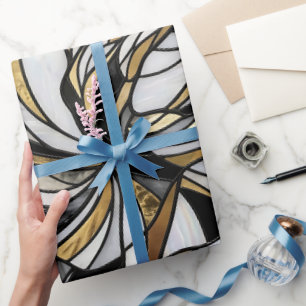 Abstraktes Gold-Tänzer-Motiv-Wrap-Papier Geschenkpapier