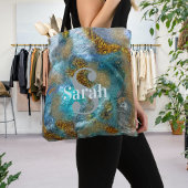 Abstraktes Gold-Teal-Marmor-Monogramm-Initial-Name Tasche