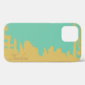Abstraktes Gold Tusquoise Gebäude Case-Mate iPhone Hülle (Rückseite (Horizontal))