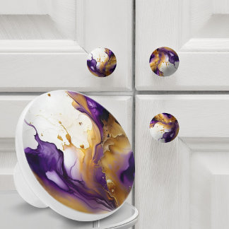 Abstraktes Gold und Amethyst Keramikknauf