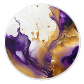 Abstraktes Gold und Amethyst Keramikknauf (Vorderseite)