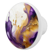 Abstraktes Gold und Amethyst Keramikknauf (Rechts)