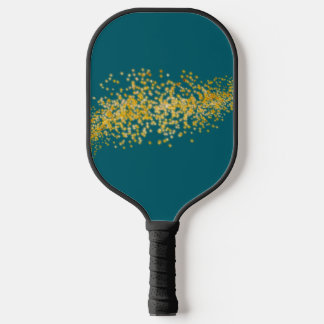 Abstraktes Gold und Aquamarin Pickleball Schläger