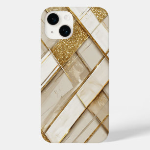 Abstraktes Gold- und Beige-Geometrisches Muster Case-Mate iPhone 14 Hülle