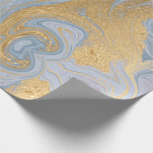 Abstraktes Gold und Blauer Agate Marmorwirl Geschenkpapier (Ecke)