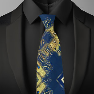 Abstraktes Gold und Blue Necktie Krawatte
