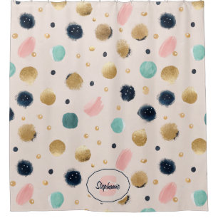 Abstraktes Gold und farbenfrohe Pinselstriche Duschvorhang