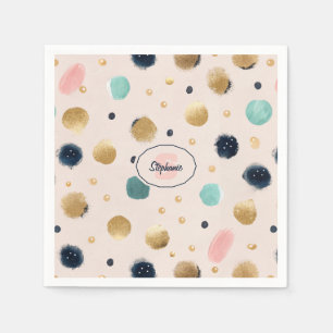 Abstraktes Gold und farbenfrohe Pinselstriche Serviette