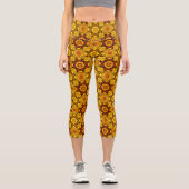 Abstraktes Gold- und Orangendesign Capri Leggings (Vorderseite)
