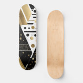 abstraktes Gold- und Schwarz-Dreiecke-Skateboard Skateboard (Vorderseite)