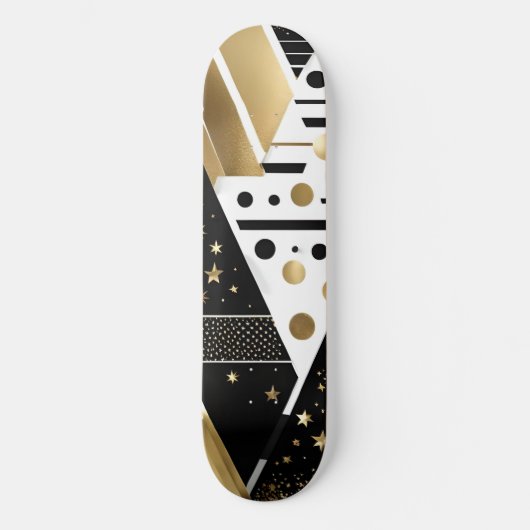 abstraktes Gold- und Schwarz-Dreiecke-Skateboard Skateboard (Vorderseite)