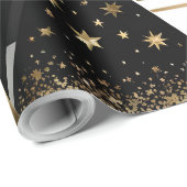 abstraktes Gold- und Schwarz-Dreiecke-Verpackungsp Geschenkpapier (Rolleneckpunkt)