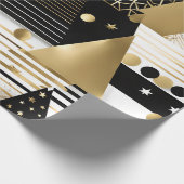 abstraktes Gold- und Schwarz-Dreiecke-Verpackungsp Geschenkpapier (Ecke)