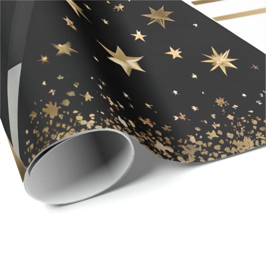 abstraktes Gold- und Schwarz-Dreiecke-Verpackungsp Geschenkpapier (Rolleneckpunkt)