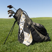 abstraktes Gold und schwarze Dreiecke Golf Handtuc Golfhandtuch (Gras)