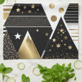 abstraktes Gold und schwarze Dreiecke Küchentücher (Gefaltet)