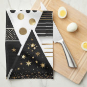 abstraktes Gold und schwarze Dreiecke Küchentücher (Viertel Falte)