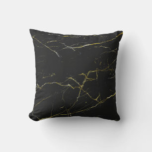 Abstraktes Gold und schwarzer Marmor Kissen