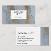 Abstraktes Gold und subtile blaue Alkohol Tinte Fl Visitenkarte (Vorne/Hinten)